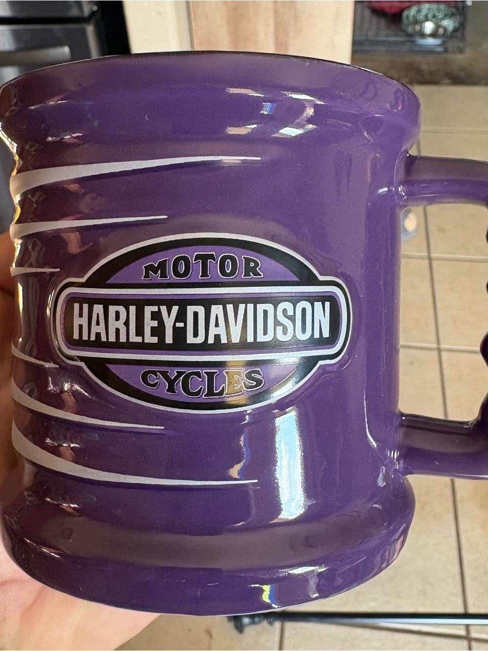 Harley-Davidson Purple Logo Ceramic Mug Cup with White Accents Coffee